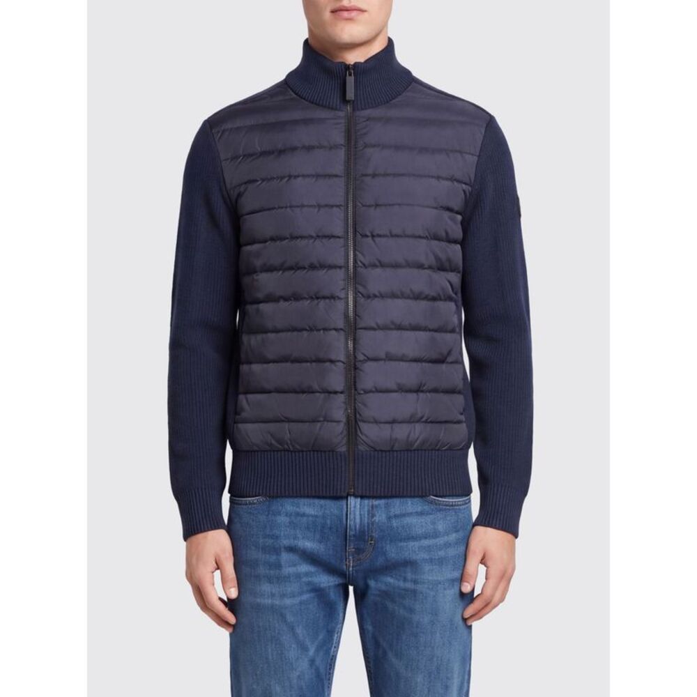 Canada Goose Men Canada Goose Wool Cardigan With Quilted Panels And Logo Patch